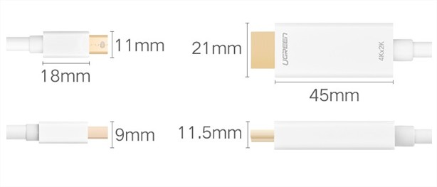 Cáp Mini DisplayPort (Thunderbolt) to HDMI dài 1.5M độ phân giải 4K Ugreen 20849 (Màu Trắng)