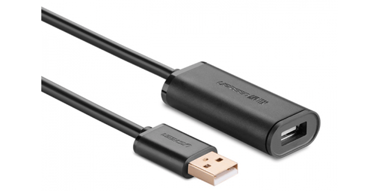 Dây USB 2.0 nối dài có chipset màu đen, dài 10M Ugreen (10321) US121