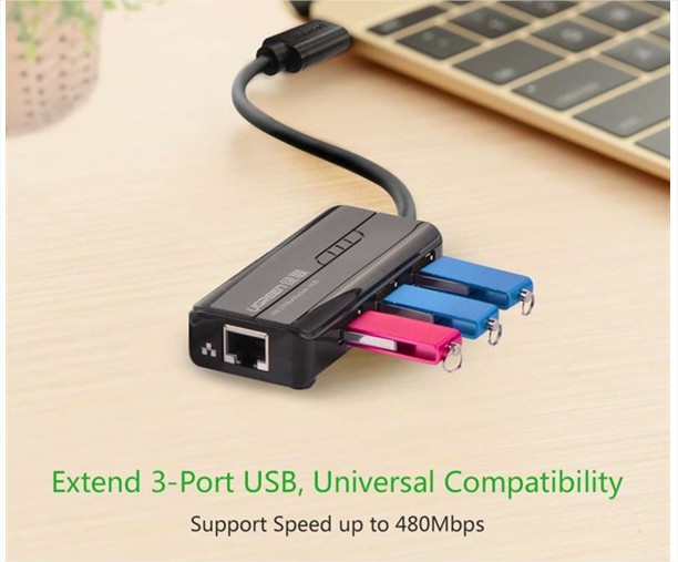 Cáp OTG USB 3.1 Type-C chuẩn USB 3.1 ra USB 2.0 và LAN cho Macbook 2015 Ugreen 30289