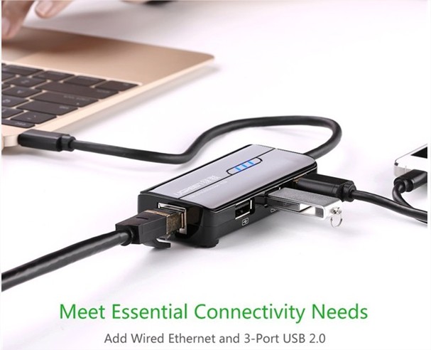 Cáp OTG USB 3.1 Type-C chuẩn USB 3.1 ra USB 2.0 và LAN cho Macbook 2015 Ugreen 30289