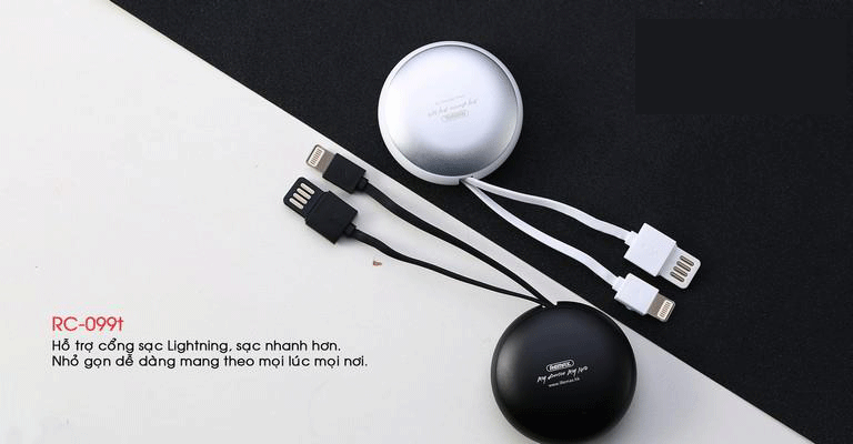 Cáp sạc Remax Cutebaby Retractable Data Cable 2 in 1 for Micro USB + Lightning RC-099t 1M