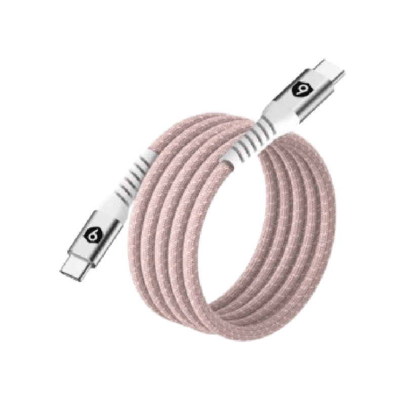 Cáp từ tính tự cuộn 9FIT USB-C to USB-C 1M Pink - 9C10MCCP