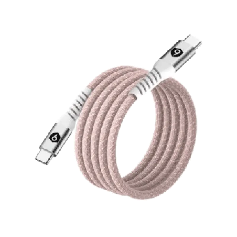 Cáp từ tính tự cuộn 9FIT USB-C to USB-C 1M Pink - 9C10MCCP