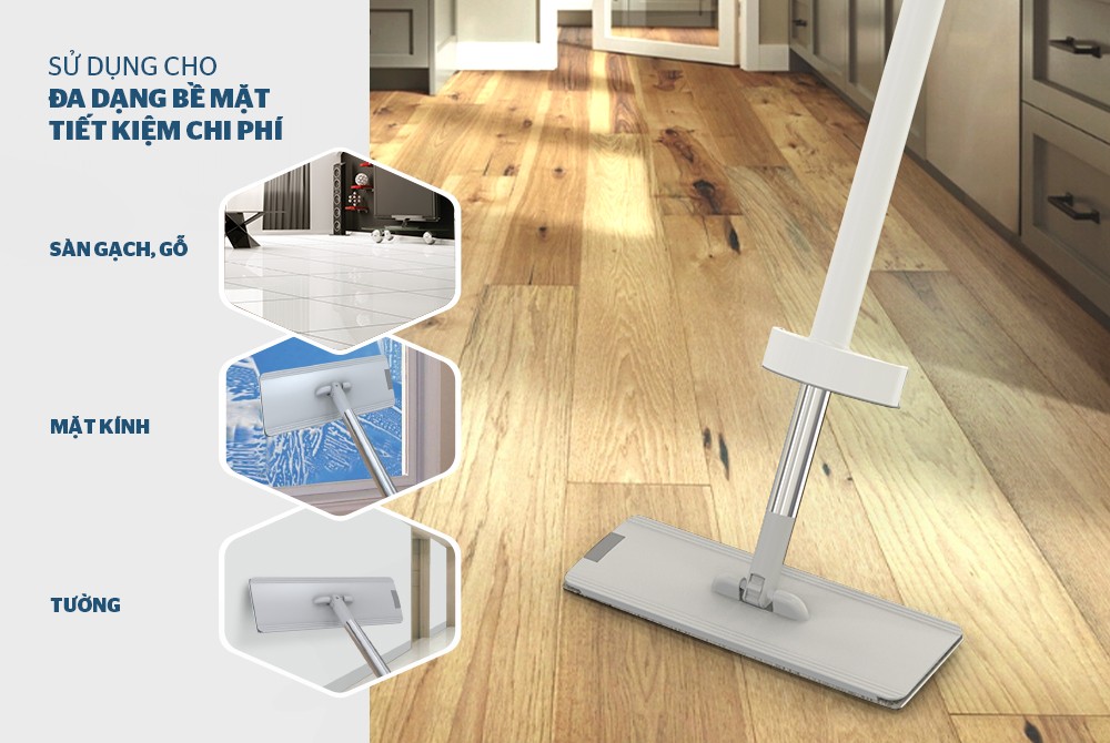 Cây chổi lau nhà tự vắt đa năng Sunhouse KS-MO3211PW