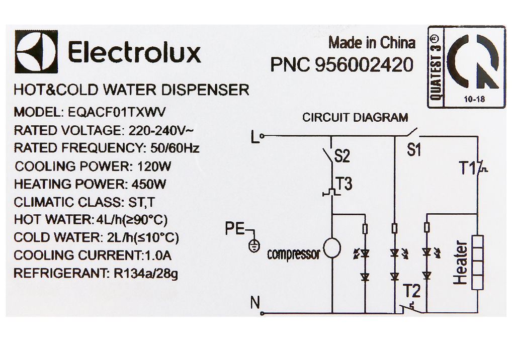 Cây nước 3 vòi Electrolux EQACF01TXWV- có tủ để đồ