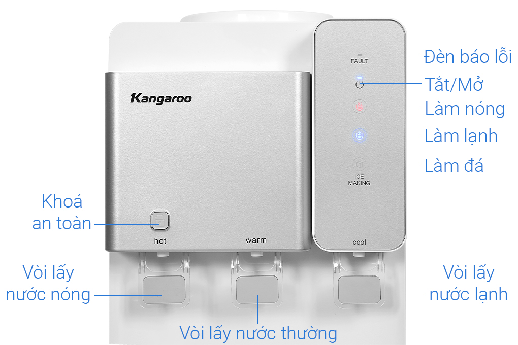 Cây nước 3 vòi làm đá Kangaroo KG65A3