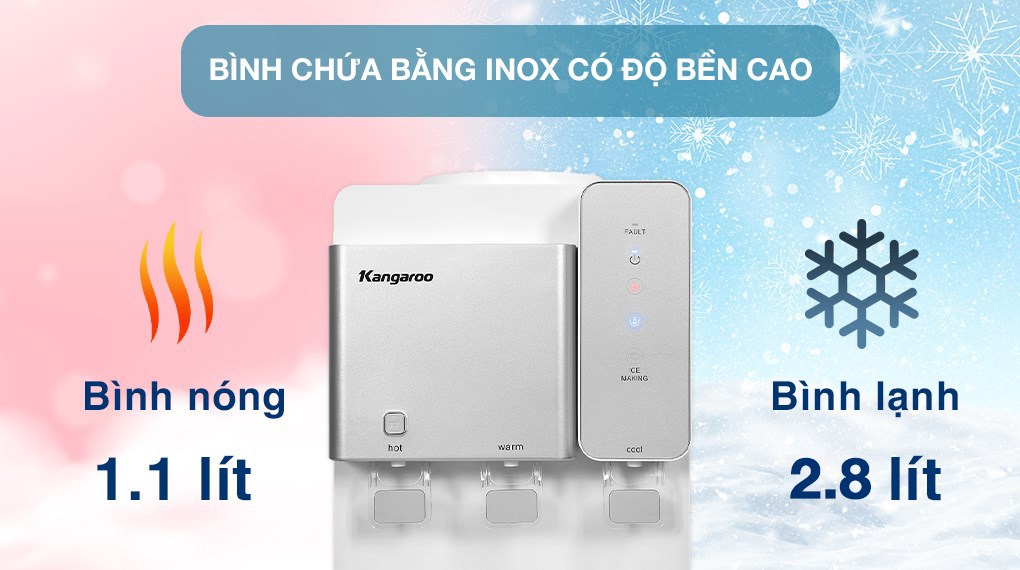 Cây nước 3 vòi làm đá Kangaroo KG65A3