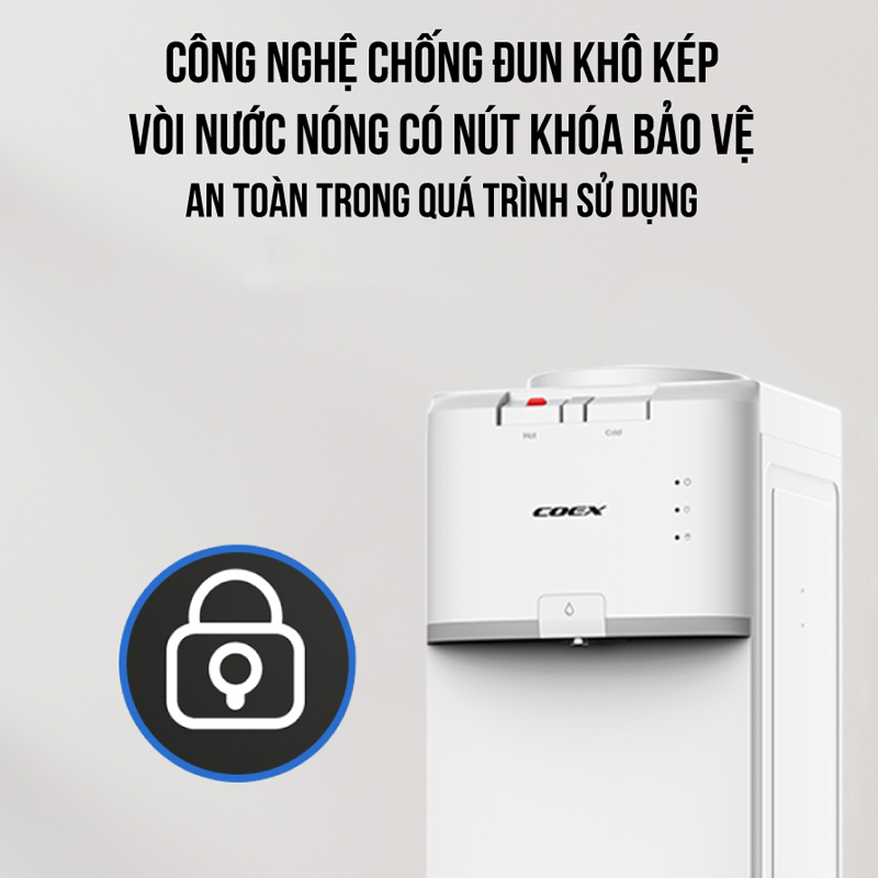 Cây nước nóng lạnh Coex CW-7120 (1 vòi 2 chế độ nóng, lạnh, Có tủ để đồ)