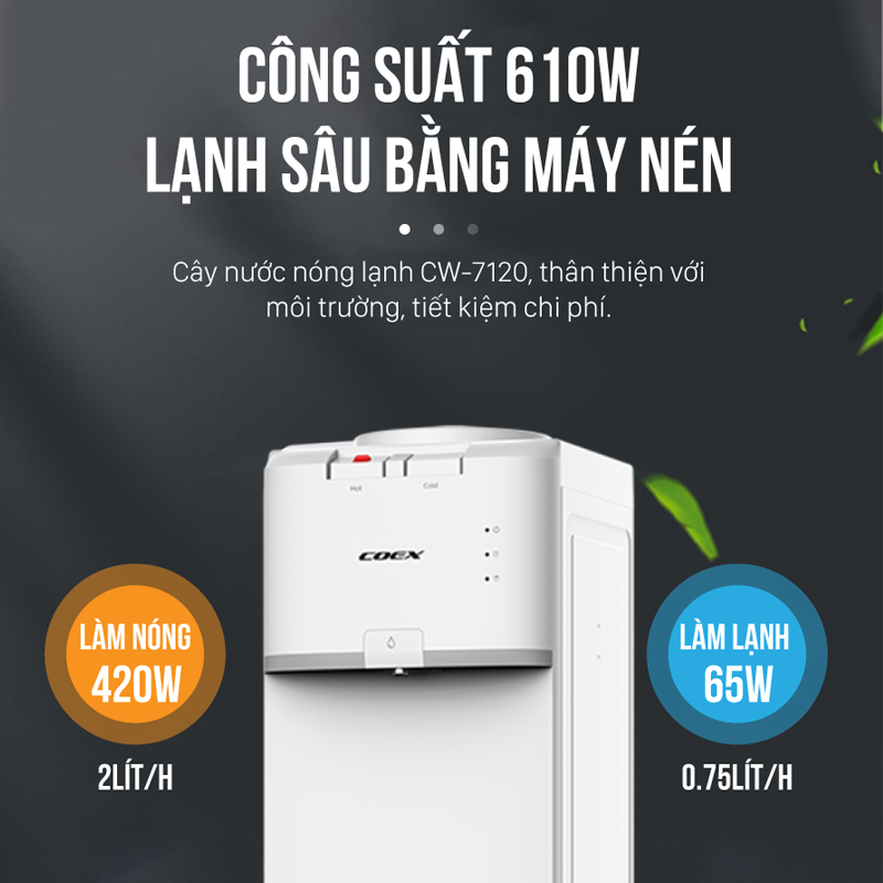 Cây nước nóng lạnh Coex CW-7120 (1 vòi 2 chế độ nóng, lạnh, Có tủ để đồ)