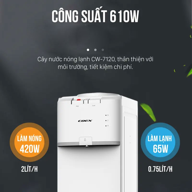 Cây nước nóng lạnh Coex CW-7120 (1 vòi 2 chế độ nóng, lạnh, Có tủ để đồ)