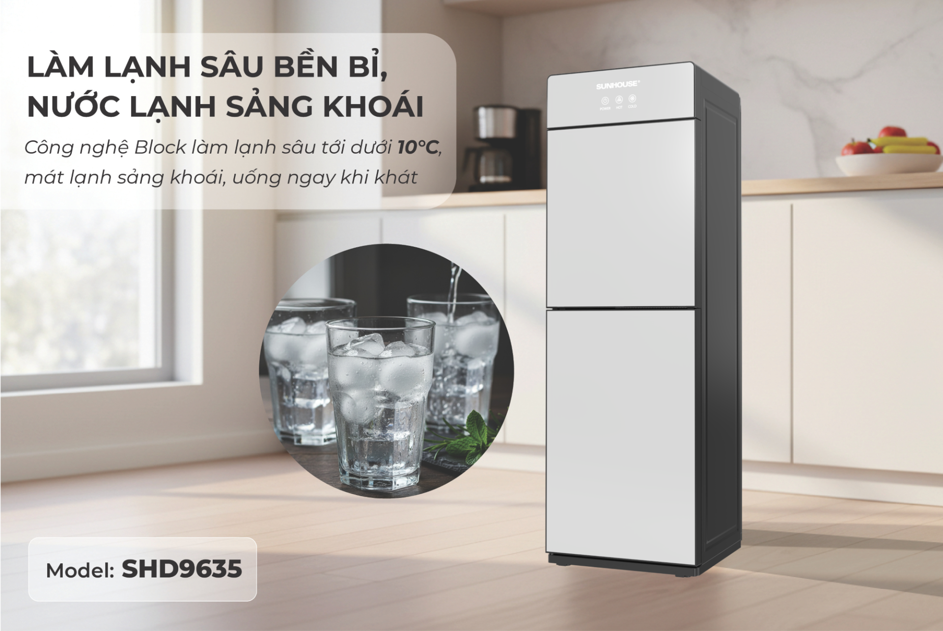 Cây nước 3 vòi nóng lạnh nguội Sunhouse SHD9635