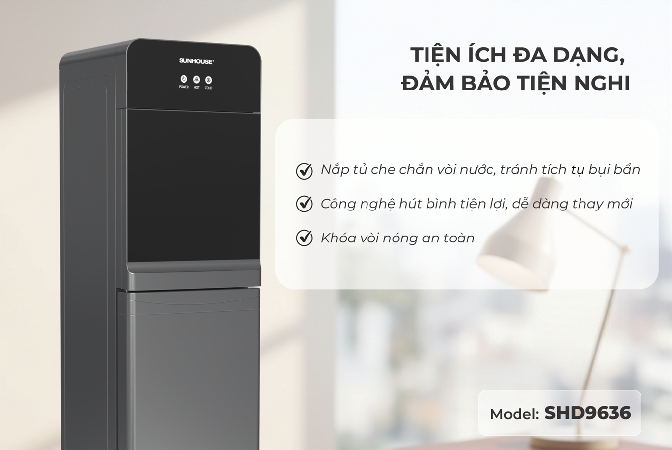 Cây nước nóng lạnh Sunhouse SHD9636-bình hút