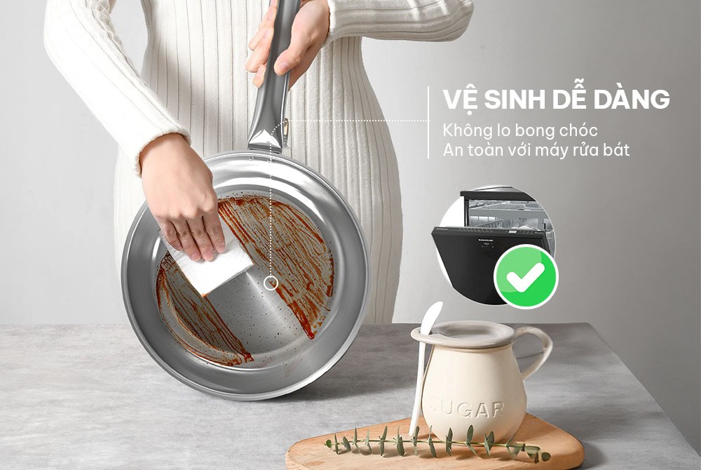 Chảo inox 3 lớp Sunhouse IN28M6
