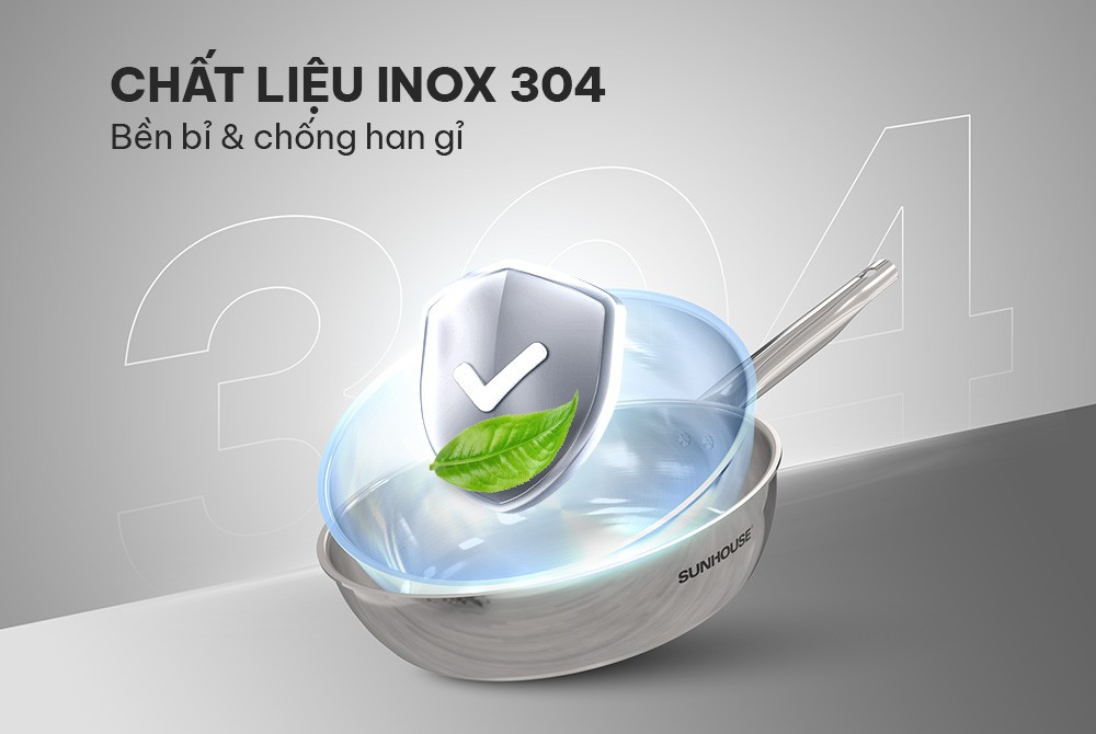 Chảo inox 3 lớp Sunhouse IN28M6