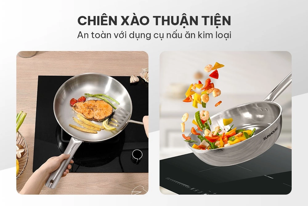 Chảo inox 3 lớp Sunhouse IN28M6