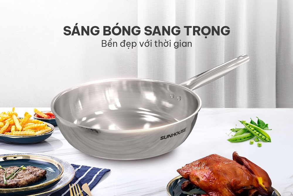 Chảo inox 3 lớp Sunhouse IN28M6