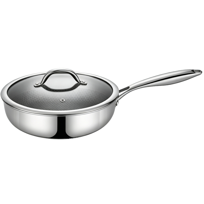 Chảo xào inox 304 cao cấp 3 lớp đáy liền ROLER RFP-1114SNS.26A ( size 26, có nắp)