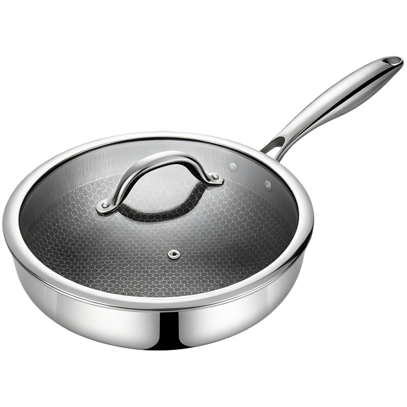 Chảo xào inox 304 cao cấp 3 lớp đáy liền ROLER RFP-1114SNS.26A ( size 26, có nắp)