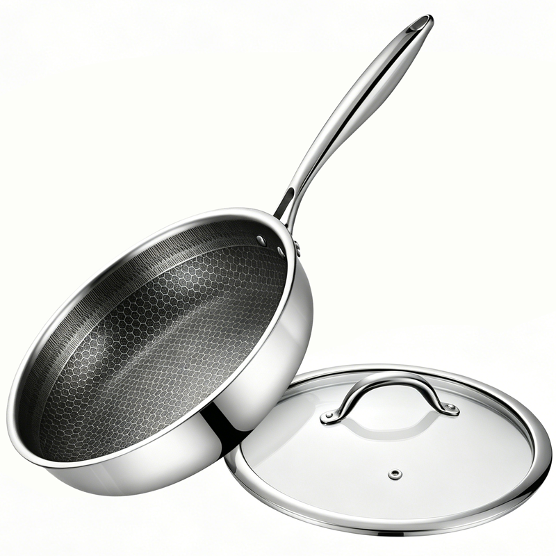 Chảo xào inox 304 cao cấp 3 lớp đáy liền ROLER RFP-1114SNS.26A ( size 26, có nắp)