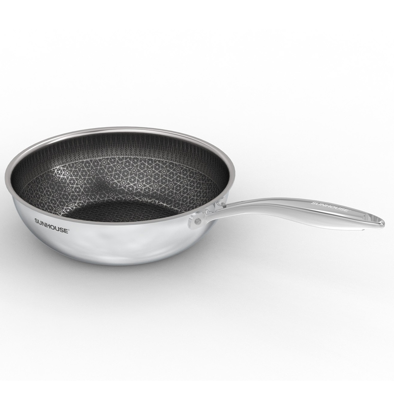 Chảo xào inox liền đáy Hybrid Sunhouse Healthy IN26M8