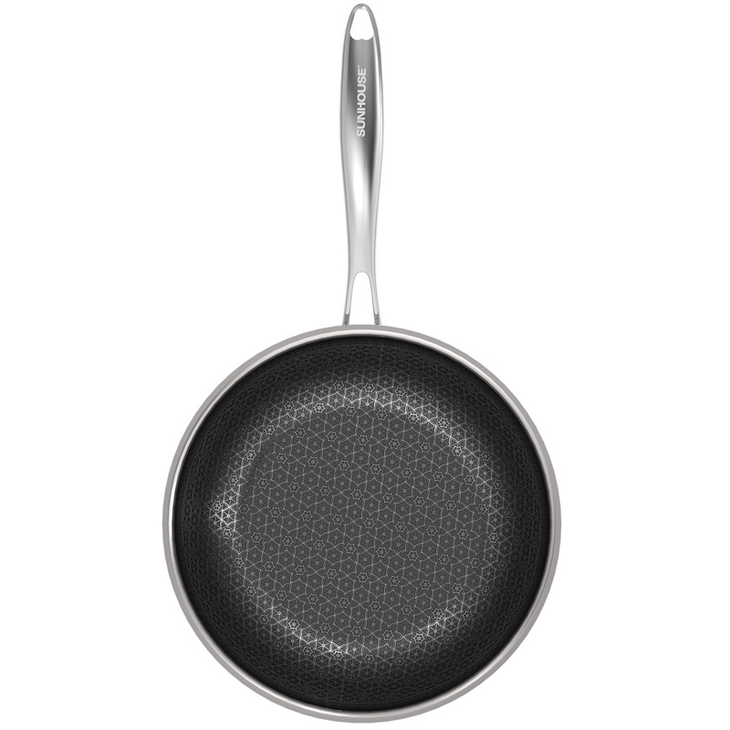 Chảo xào inox liền đáy Hybrid Sunhouse Healthy IN28M8