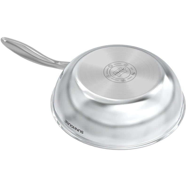 Chảo xào inox liền đáy Hybrid Sunhouse Healthy IN28M8