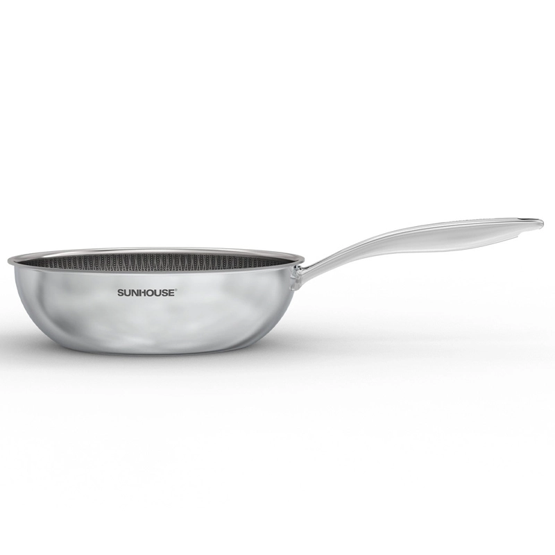 Chảo xào inox liền đáy Hybrid Sunhouse Healthy IN28M8