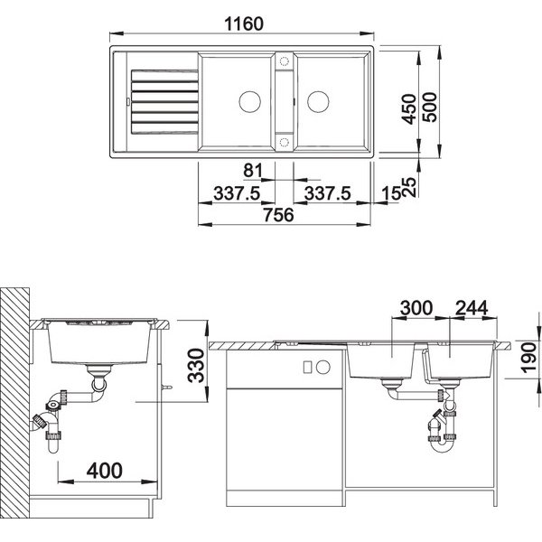 Chậu đá Blancozia 8S - Màu Anthracite (565.76.350)