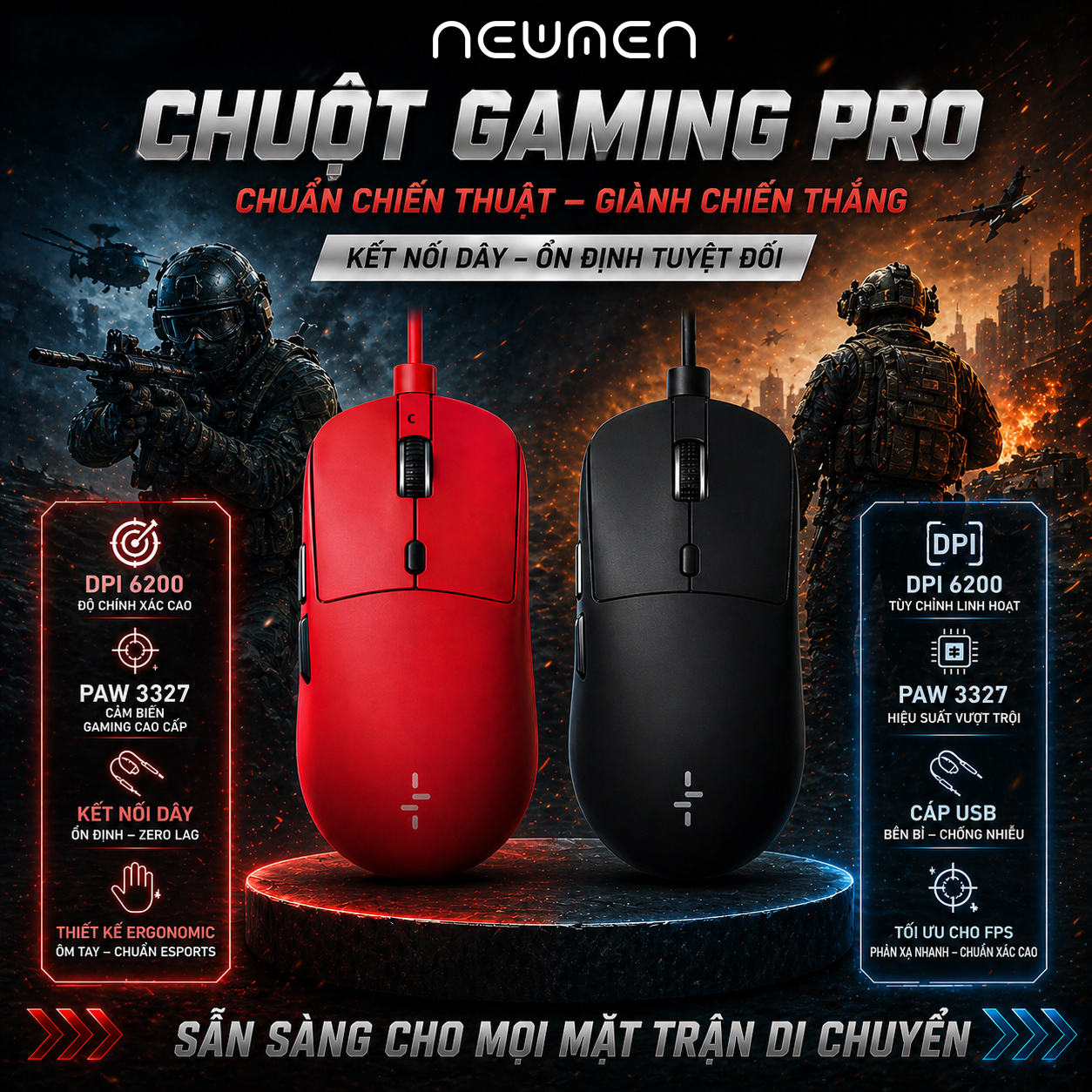 Chuột máy tính có dây Gaming Newmen GX9 , màu hồng