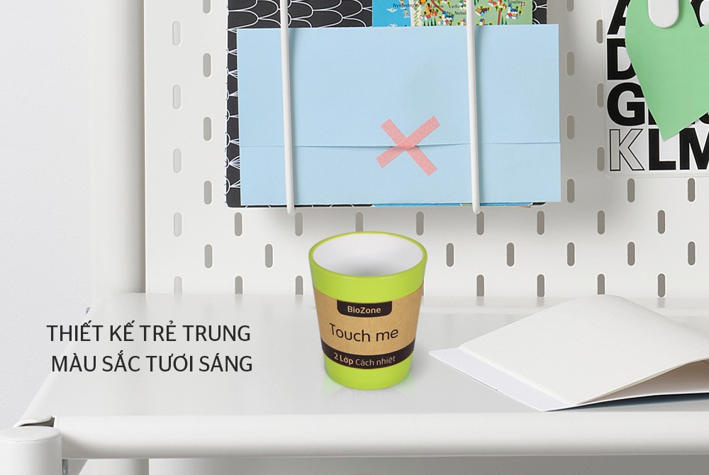 Cốc cách nhiệt 2 lớp Biozone 310ml KB-CU310PGN