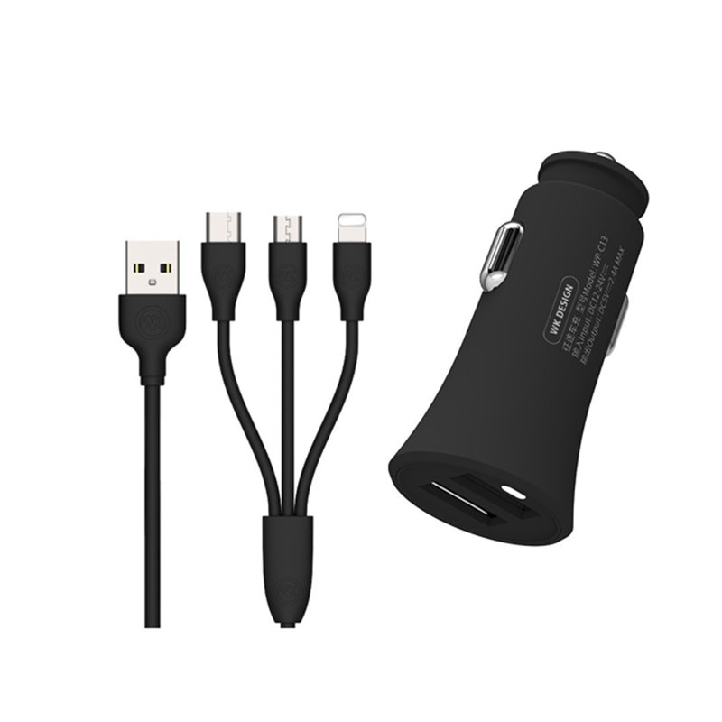Combo củ sạc oto và dây cáp sạc 3 trong 1 WK WP-C13
