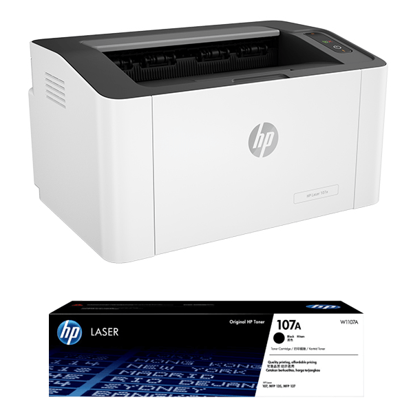 Combo Máy in HP Laser 107a (4ZB82A)+ thêm 01 Cartridge mực hp W1107A