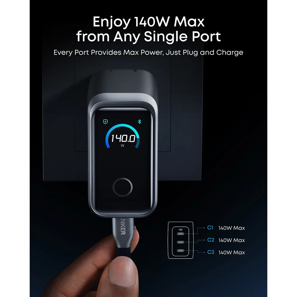 Củ sạc Anker Prime 3C 160W Bạc (Silver) B2C_A2687