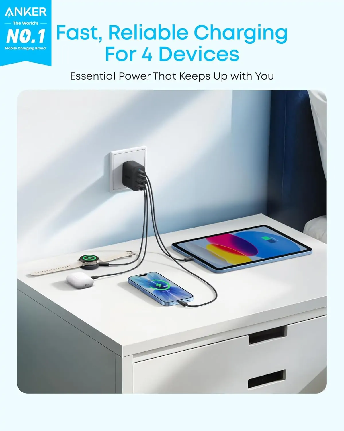 Củ sạc Anker Zolo 2C2A 50W Đen (Black) B2B_A121E