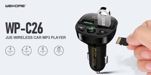 Củ sạc oto đa năng tích hợp thẻ nhớ và bluetooth player car WK WP-C26