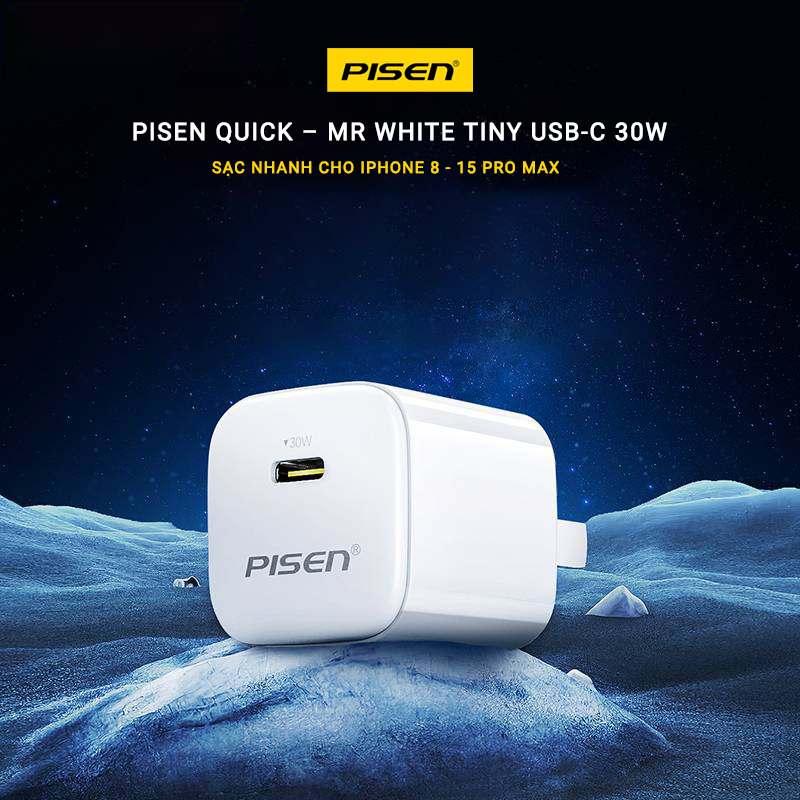 Củ sạc Pisen QUICK- Mr White Tiny USB-C 30W TS-C175(GLB)