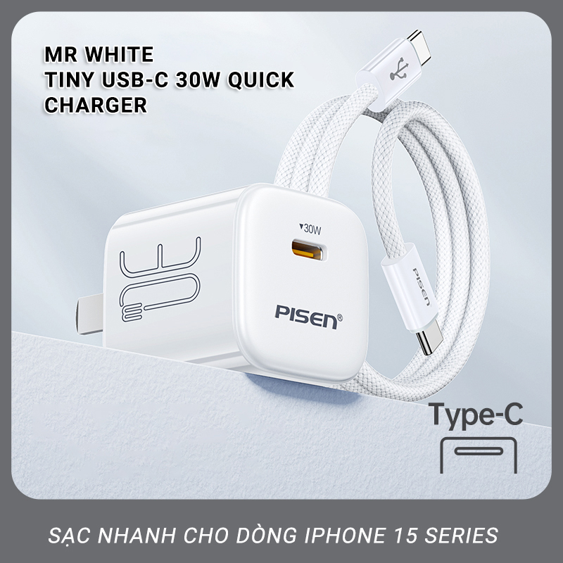 Củ sạc Pisen QUICK- Mr White Tiny USB-C 30W TS-C175(GLB)