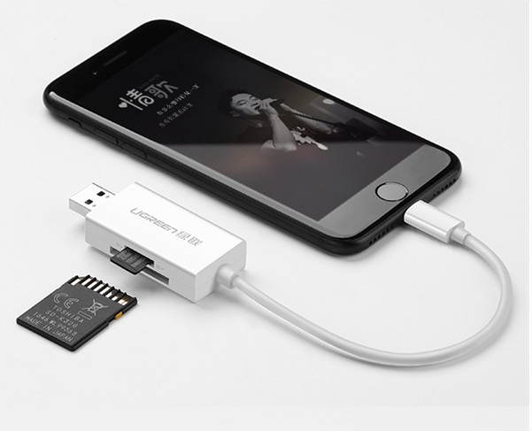 Đầu đọc thẻ nhớ SD / TF cho iPhone / iPad / iPod chuẩn MFi Ugreen 30612