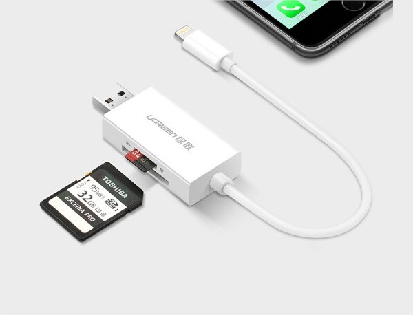 Đầu đọc thẻ nhớ SD / TF cho iPhone / iPad / iPod chuẩn MFi Ugreen 30612