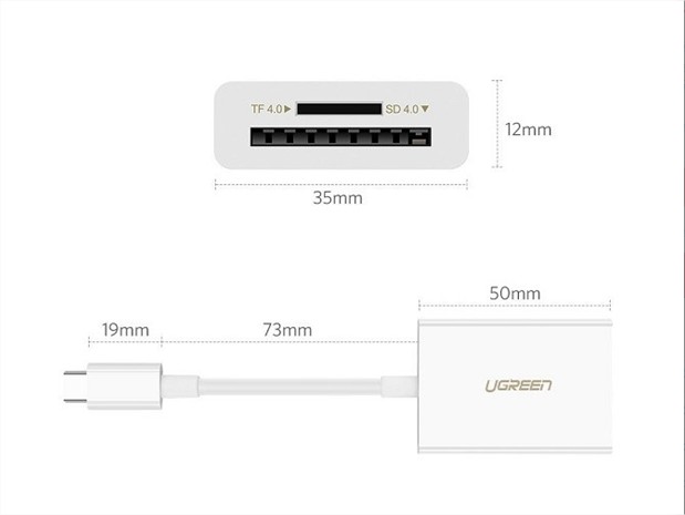 Đầu đọc thẻ USB Type-C cho thẻ nhớ TF/SD 4.0 Ugreen 40864