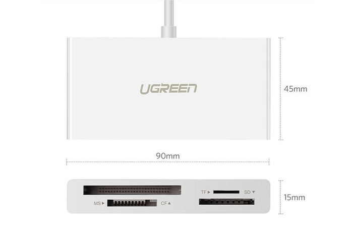 Đầu đọc thẻ USB Type-C cho thẻ nhớ TF/SD/CF/MS Ugreen 40444