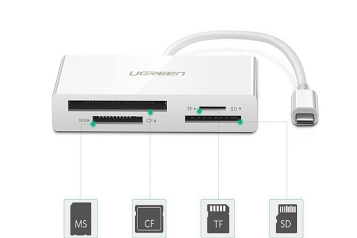 Đầu đọc thẻ USB Type-C cho thẻ nhớ TF/SD/CF/MS Ugreen 40444