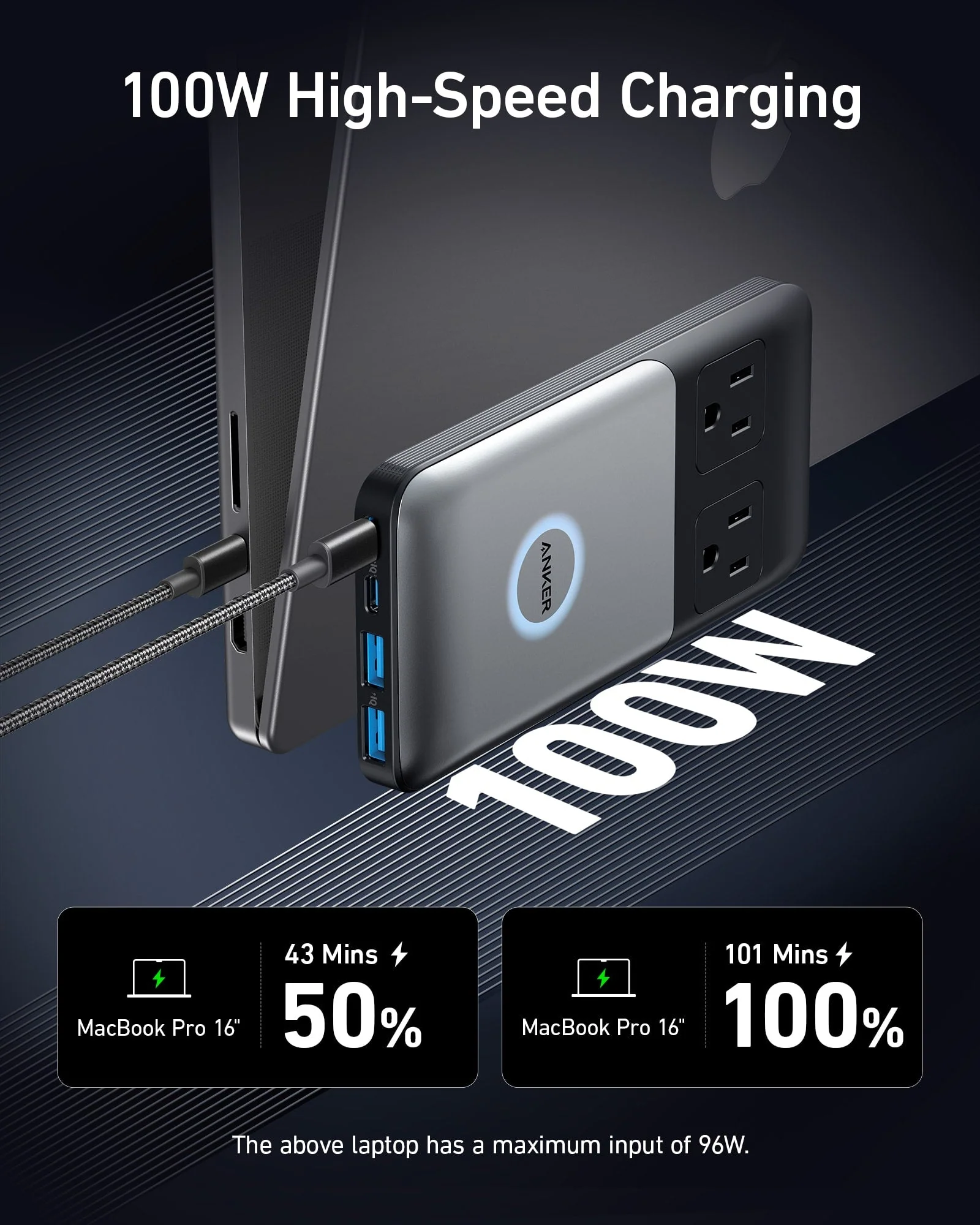 Đế sạc Anker 727 GaNPrime 100W 2AC2C2A Đen xám (Black+Gray) B2C_A91261F1