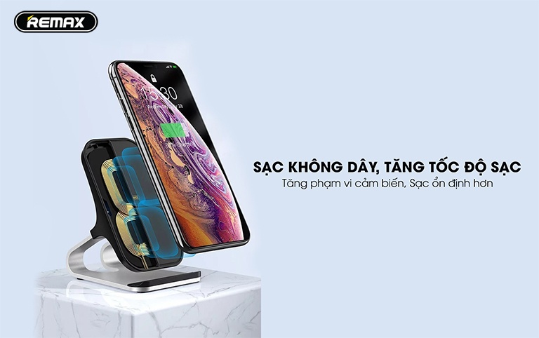 Đế sạc kiêm sạc không dây kiêm giá đỡ Remax RP-W12
