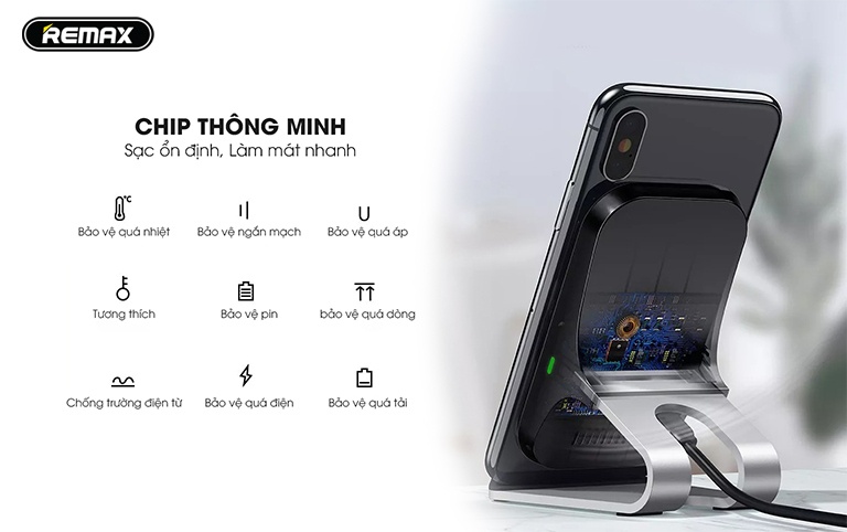 Đế sạc kiêm sạc không dây kiêm giá đỡ Remax RP-W12