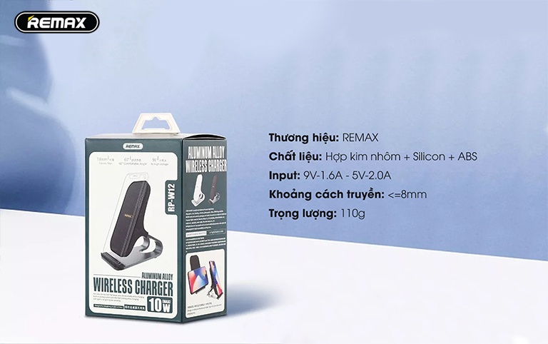 Đế sạc kiêm sạc không dây kiêm giá đỡ Remax RP-W12