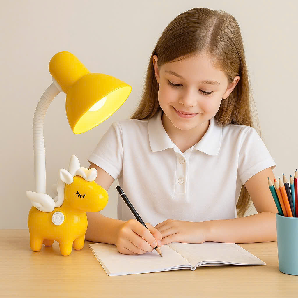 Đèn bàn bảo vệ thị lực Điện Quang ĐQ DKL16 YW B (kiểu con kỳ lân, vàng- trắng)