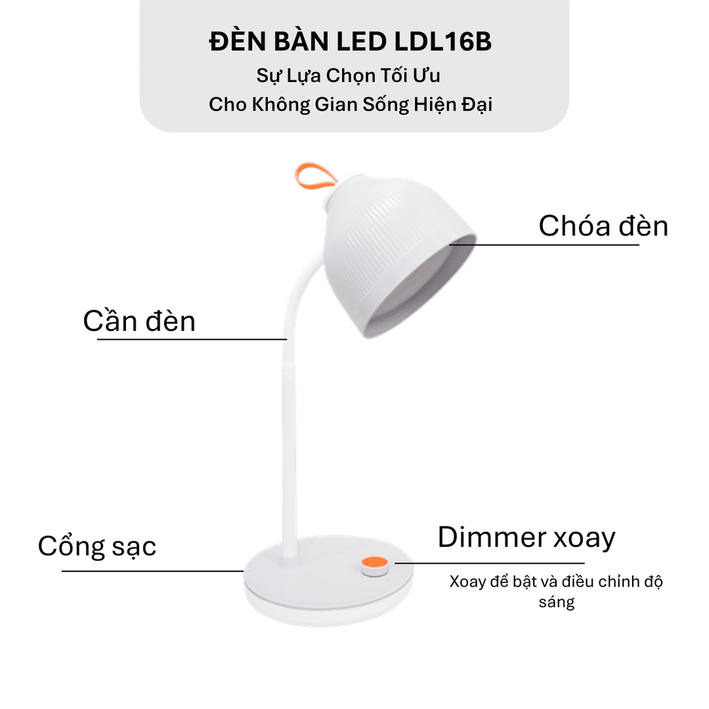 Đèn Bàn LED Điện Quang LDL16B 3 W (3W, Màu Trắng)