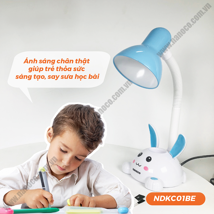 Đèn bàn Nanoco E27, thỏ xanh NDKC01BE