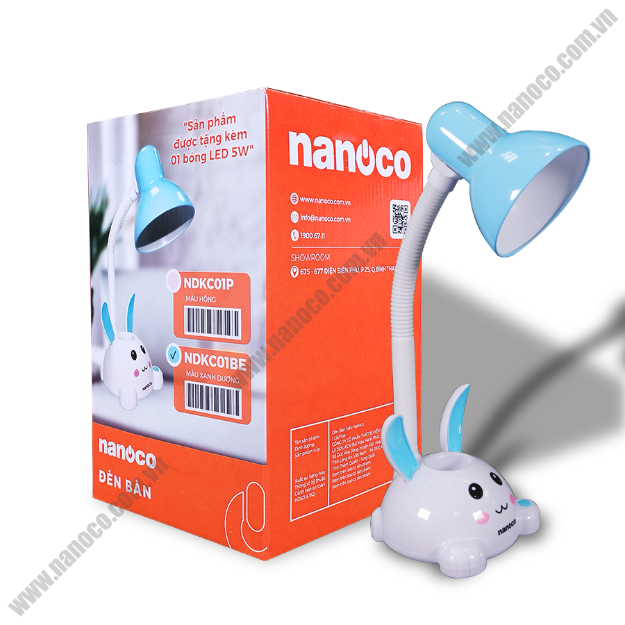 Đèn bàn Nanoco E27, thỏ xanh NDKC01BE